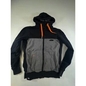KTM Racing Full Zip Hoodie Mens Medium Black Grey Orange Colorblock Sweatshirt